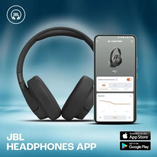 JBL Tune 770 NC Wireless Over-Ear Headphones, JBLT770NCBLK – Black